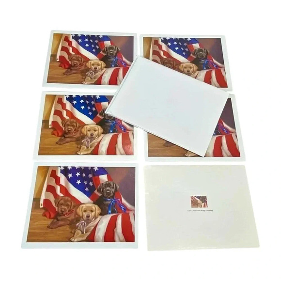 Wild Wings Jim Lamb American Puppy Dogs Patriotic Blank Note Cards Lot Vintage - Picture 3 of 5